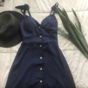 Blue strappy summer midi dress